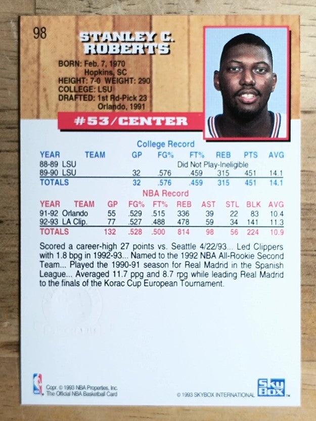1993-94 Hoops Fifth Anniversary Gold #98 Stanley Roberts