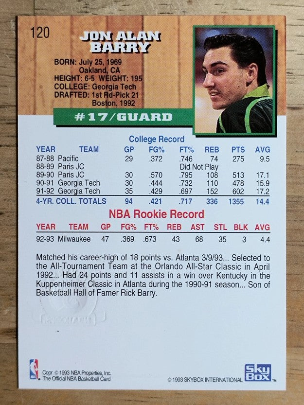 1993-94 Hoops Fifth Anniversary Gold #120 Jon Barry