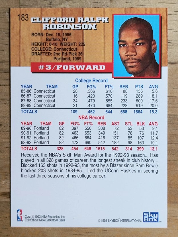 1993-94 Hoops Fifth Anniversary Gold #183 Cliff Robinson