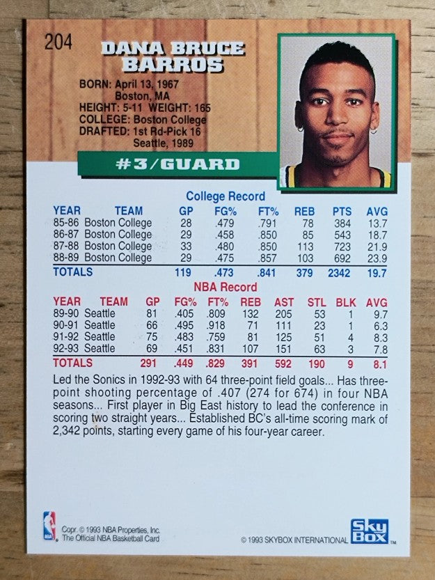 1993-94 Hoops Fifth Anniversary Gold #204 Dana Barros