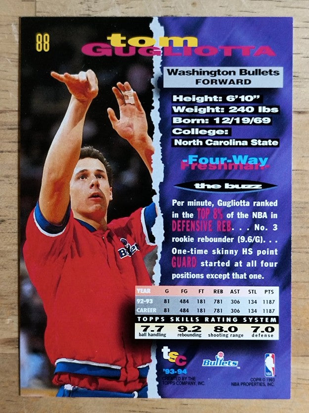 1993-94 Stadium Club #88 Tom Gugliotta