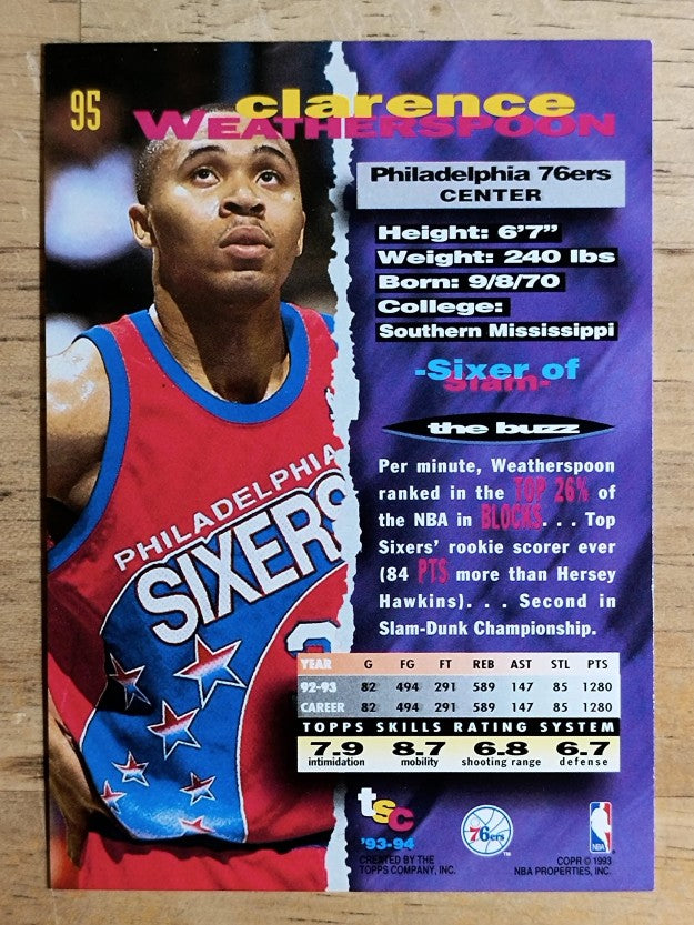 1993-94 Stadium Club #95 Clarence Weatherspoon