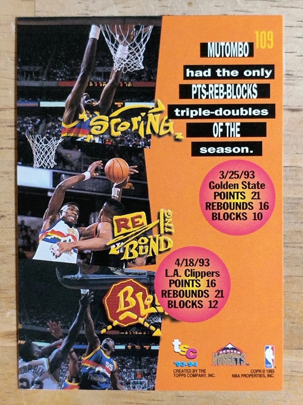 1993-94 Stadium Club #109 Dikembe Mutombo TD