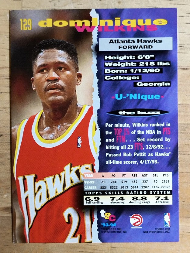 1993-94 Stadium Club #129 Dominique Wilkins