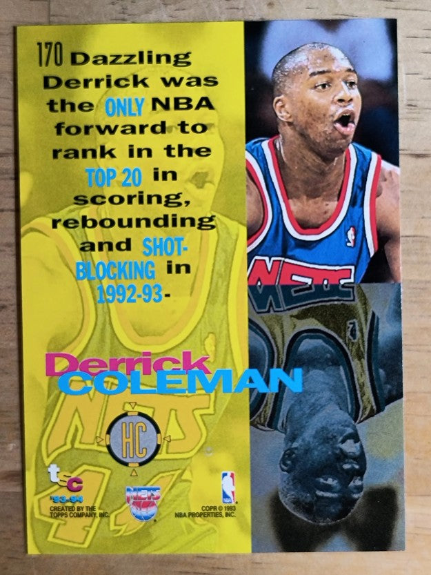 1993-94 Stadium Club #170 Derrick Coleman HC