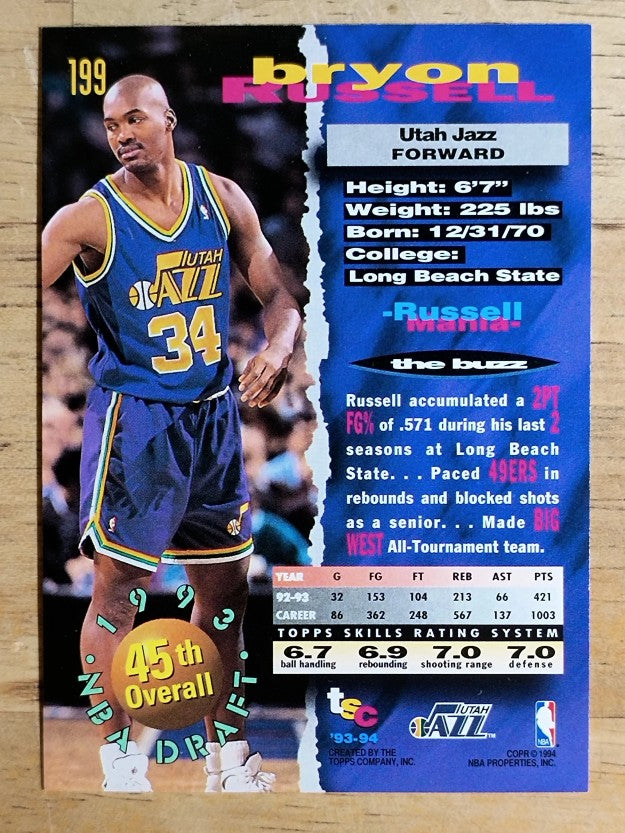 1993-94 Stadium Club #199 Bryon Russell RC