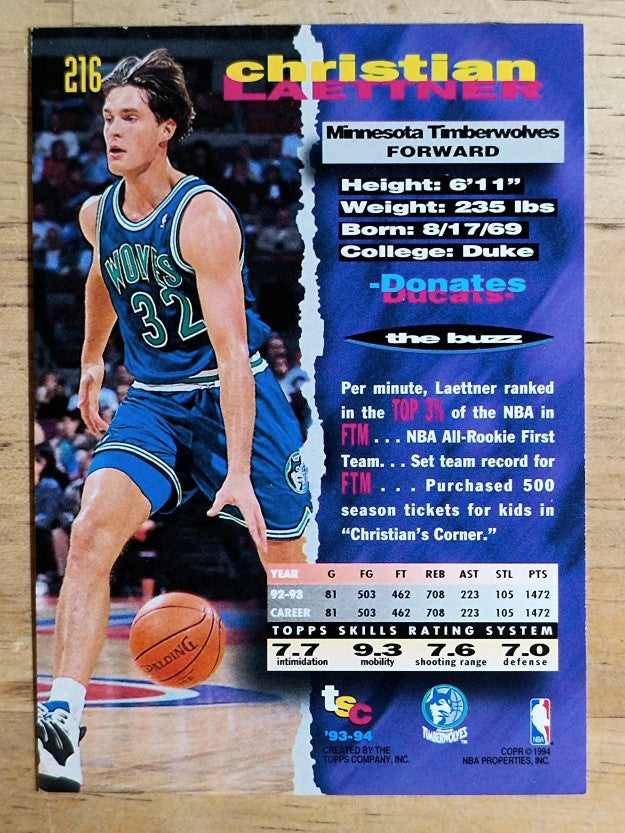 1993-94 Stadium Club #216 Christian Laettner