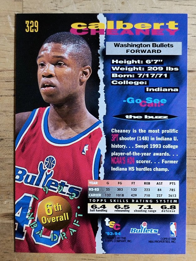 1993-94 Stadium Club #329 Calbert Cheaney