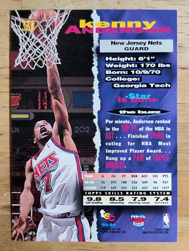 1993-94 Stadium Club #330 Kenny Anderson