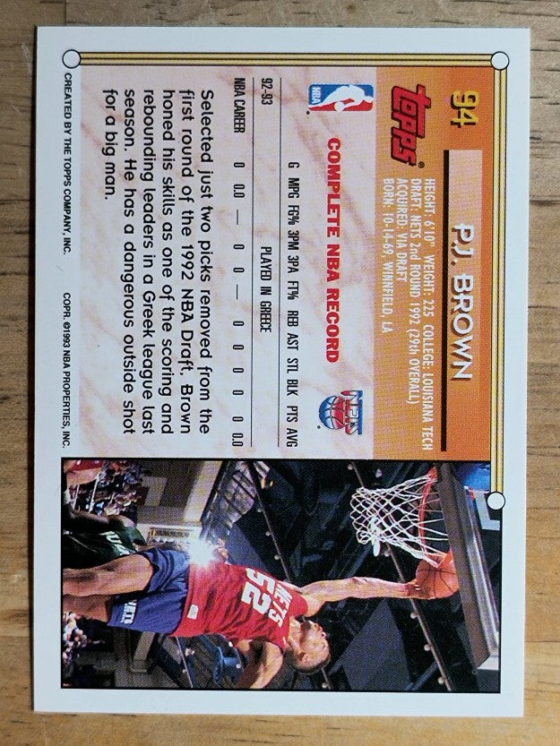 1993-94 Topps #94 P.J. Brown RC