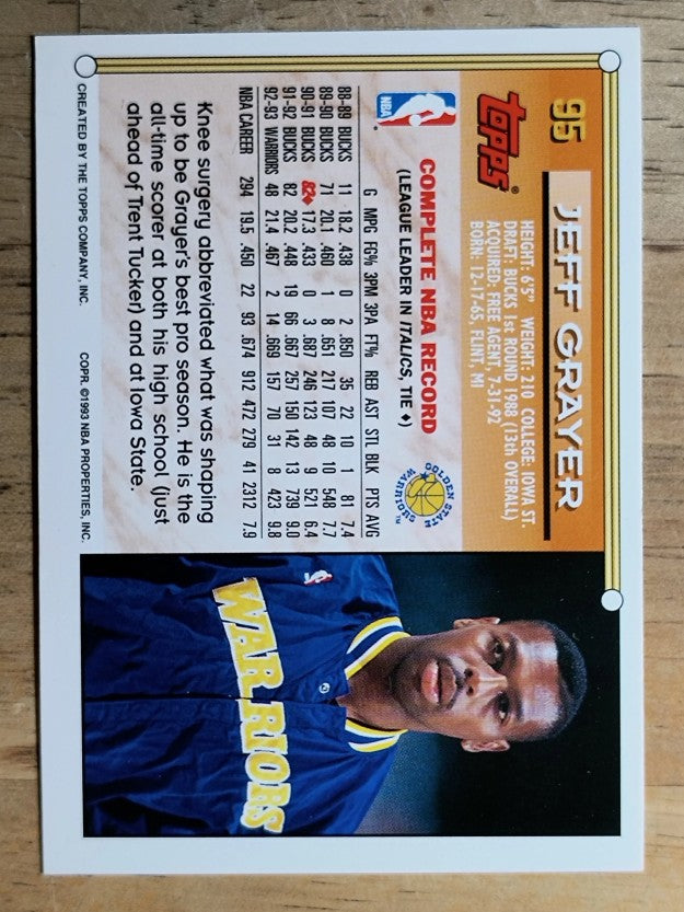 1993-94 Topps Gold #95 Jeff Grayer