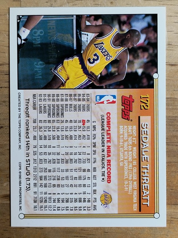 1993-94 Topps Gold #172 Sedale Threatt