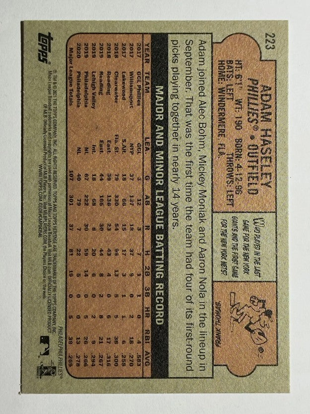 2021 Topps Heritage #223 Adam Haseley