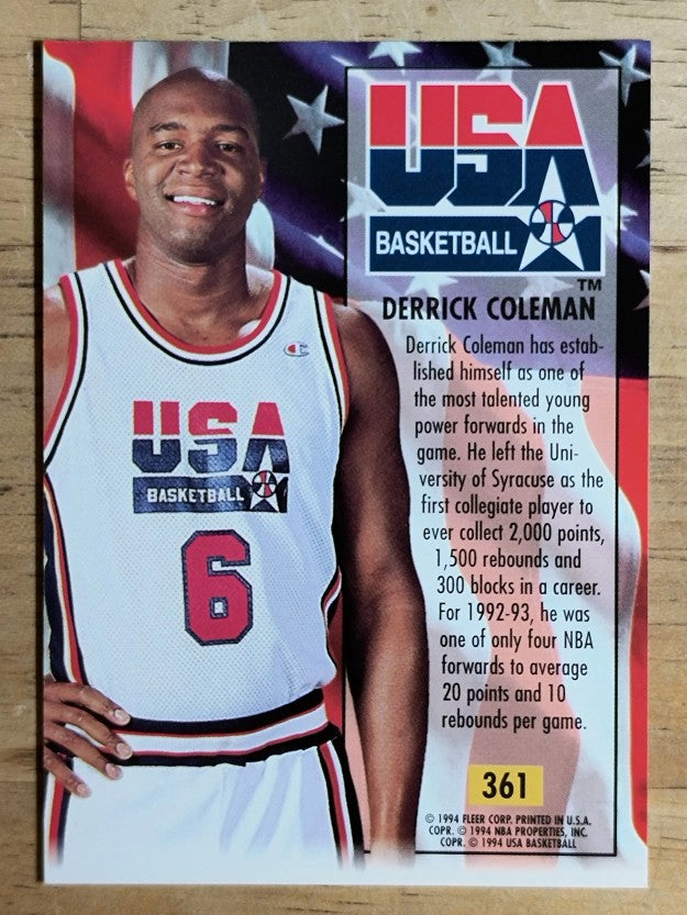 1993-94 Ultra #361 Derrick Coleman USA