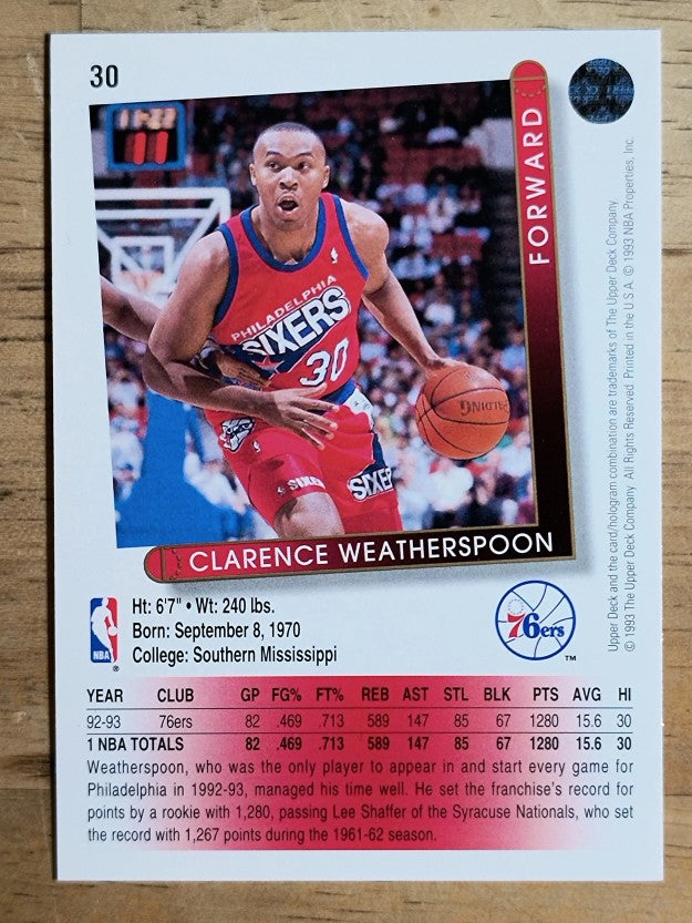 1993-94 Upper Deck #30 Clarence Weatherspoon