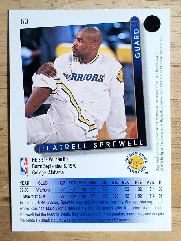 1993-94 Upper Deck #63 Latrell Sprewell