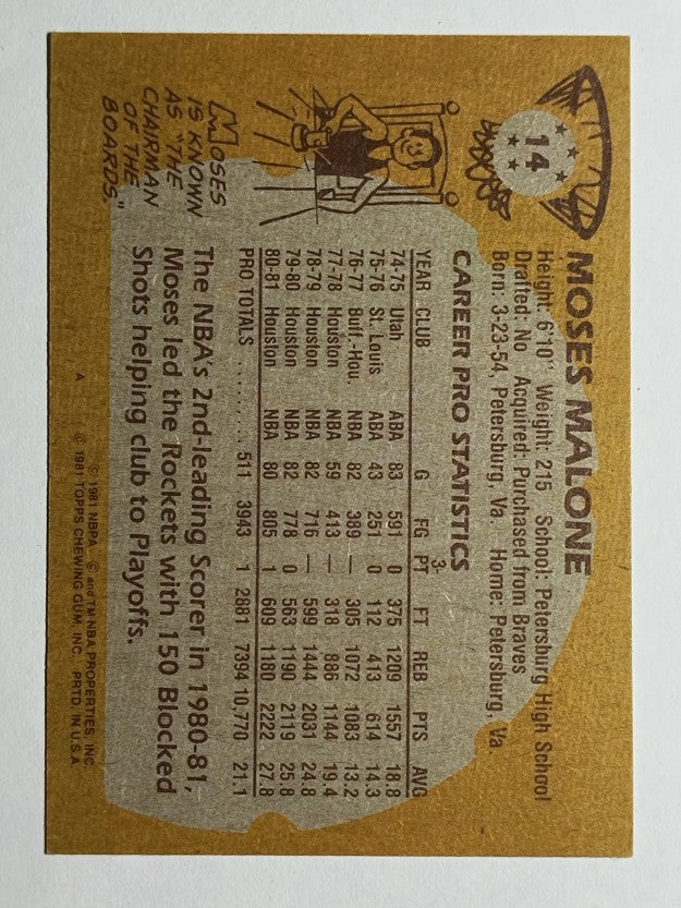 1981-82 Topps #14 Moses Malone