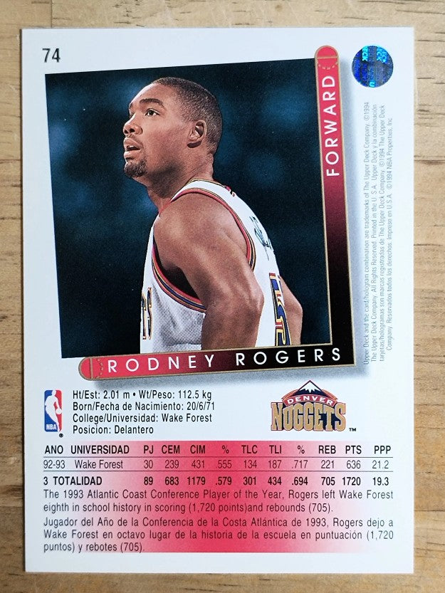 1993-94 Upper Deck International Spanish #74 Rodney Rogers