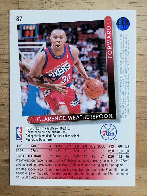 1993-94 Upper Deck International Spanish #87 Clarence Weatherspoon