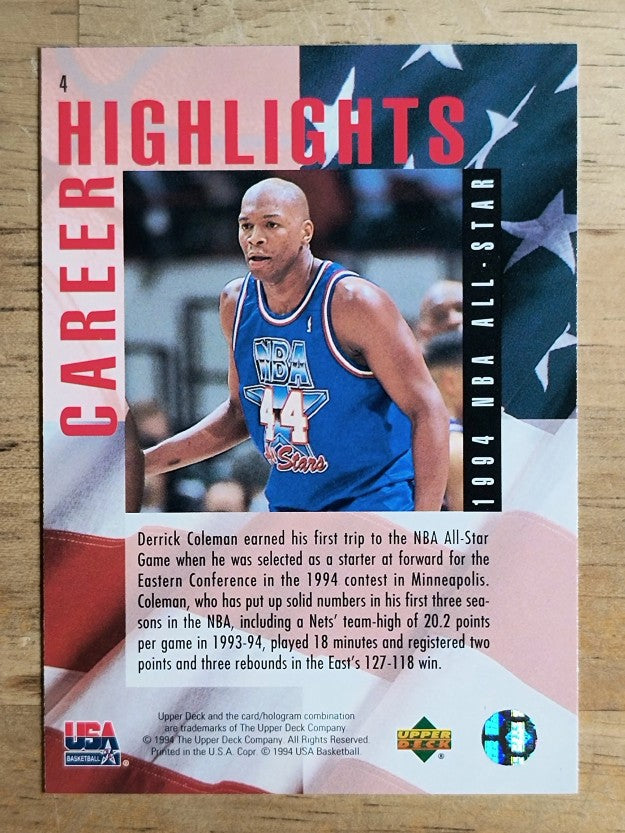 1994 Upper Deck USA #4 Derrick Coleman/1994 All-Star Game