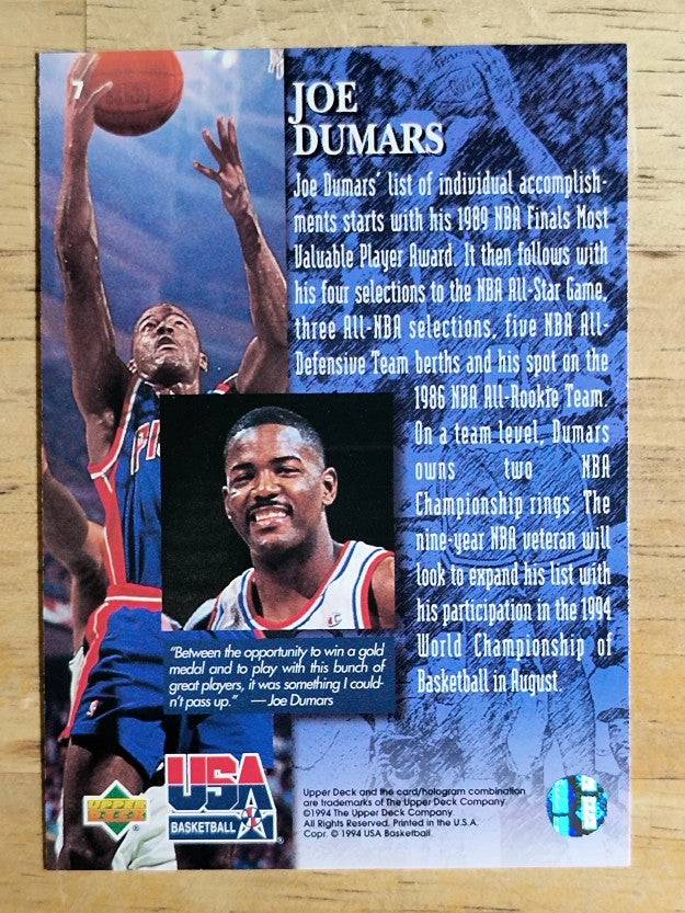 1994 Upper Deck USA #7 Joe Dumars/Player Quotebook