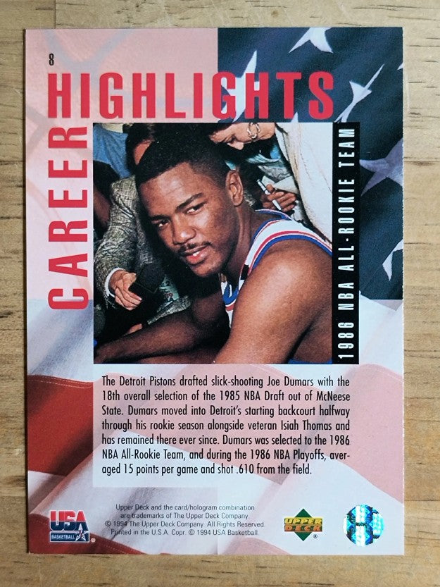 1994 Upper Deck USA #8 Joe Dumars/1986 All-Rookie Team