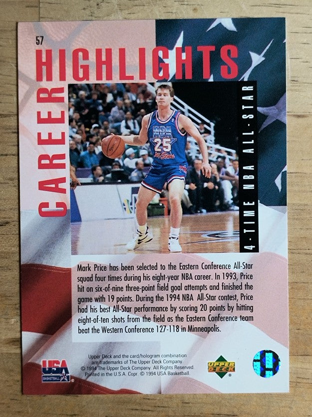 1994 Upper Deck USA #57 Mark Price/4-Time NBA All-Star