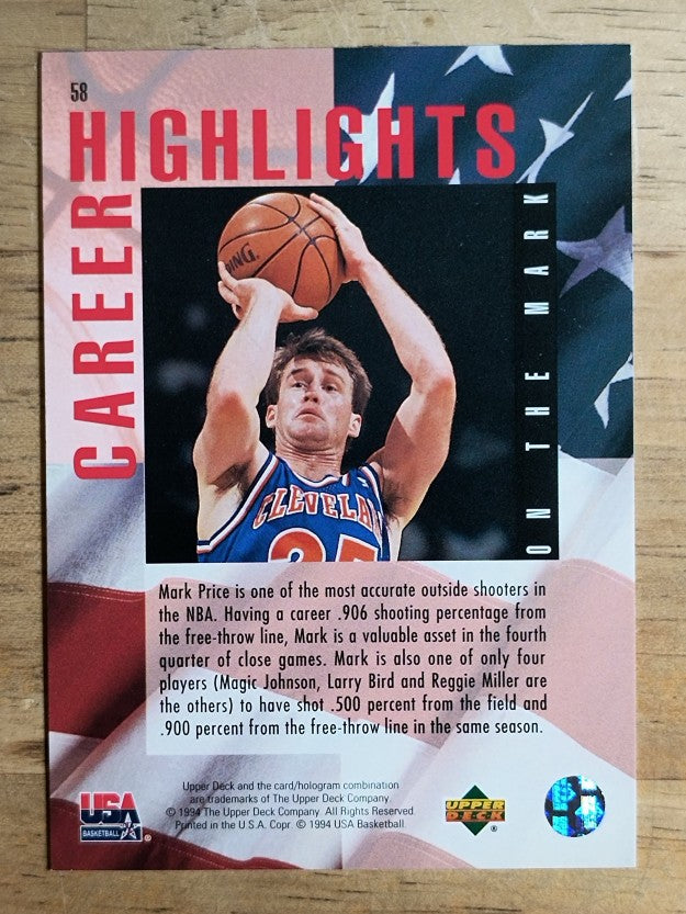 1994 Upper Deck USA #58 Mark Price/On The Mark