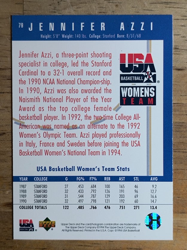 1994 Upper Deck USA #79 Jennifer Azzi/USAB Women