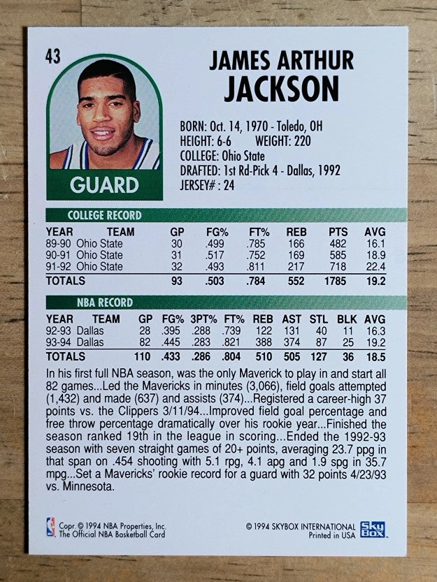 1994-95 Hoops #43 Jim Jackson
