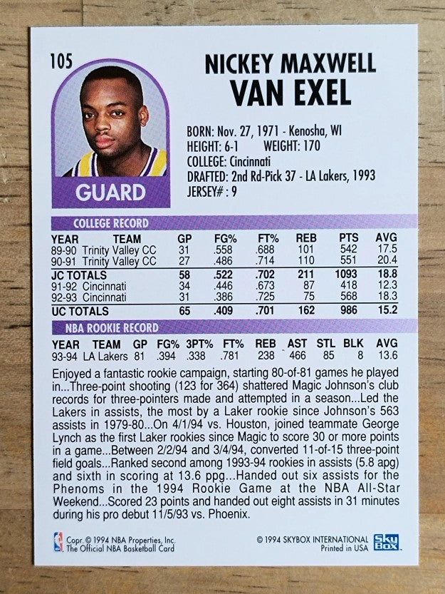 1994-95 Hoops #105 Nick Van Exel