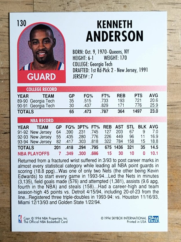 1994-95 Hoops #130 Kenny Anderson
