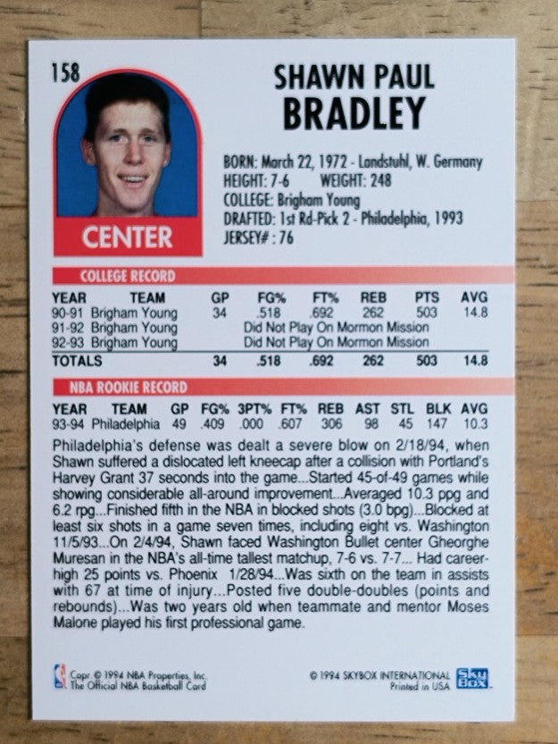 1994-95 Hoops #158 Shawn Bradley