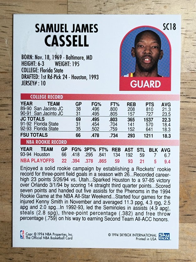 1994-95 Hoops Supreme Court #SC18 Sam Cassell