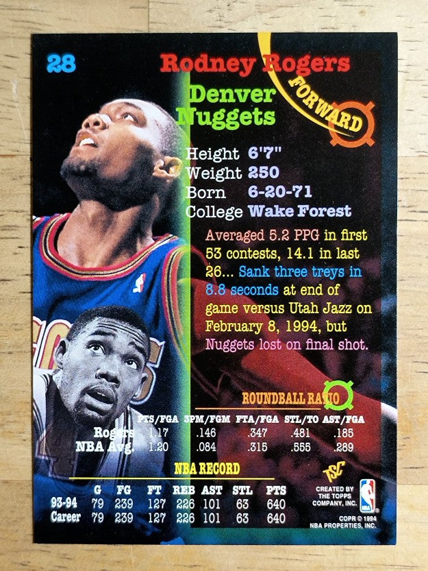 1994-95 Stadium Club #28 Rodney Rogers