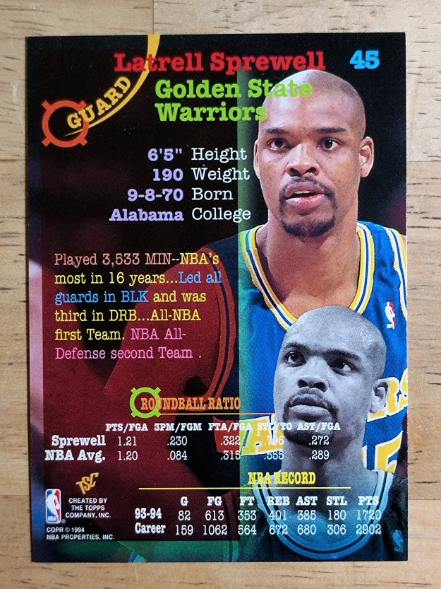 1994-95 Stadium Club #45 Latrell Sprewell