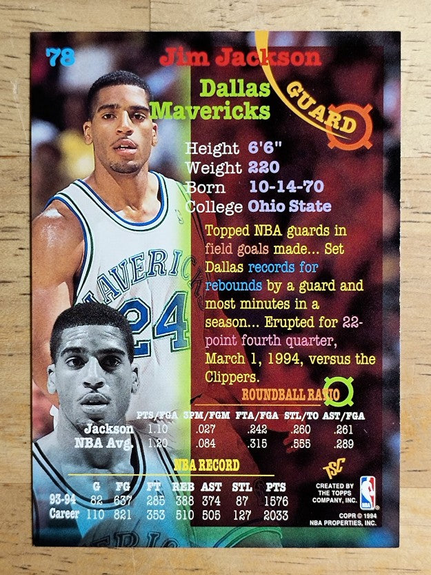 1994-95 Stadium Club #78 Jim Jackson