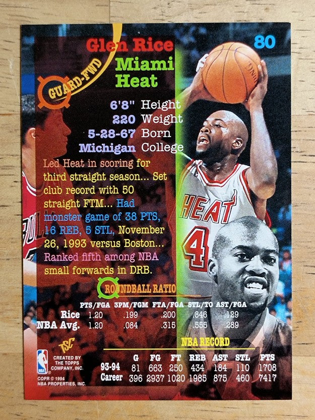 1994-95 Stadium Club #80 Glen Rice