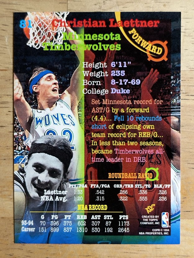 1994-95 Stadium Club #81 Christian Laettner