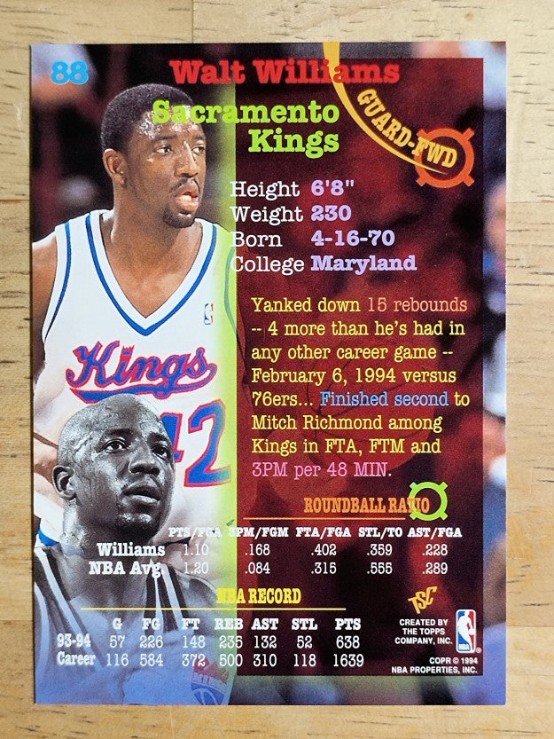 1994-95 Stadium Club #88 Walt Williams