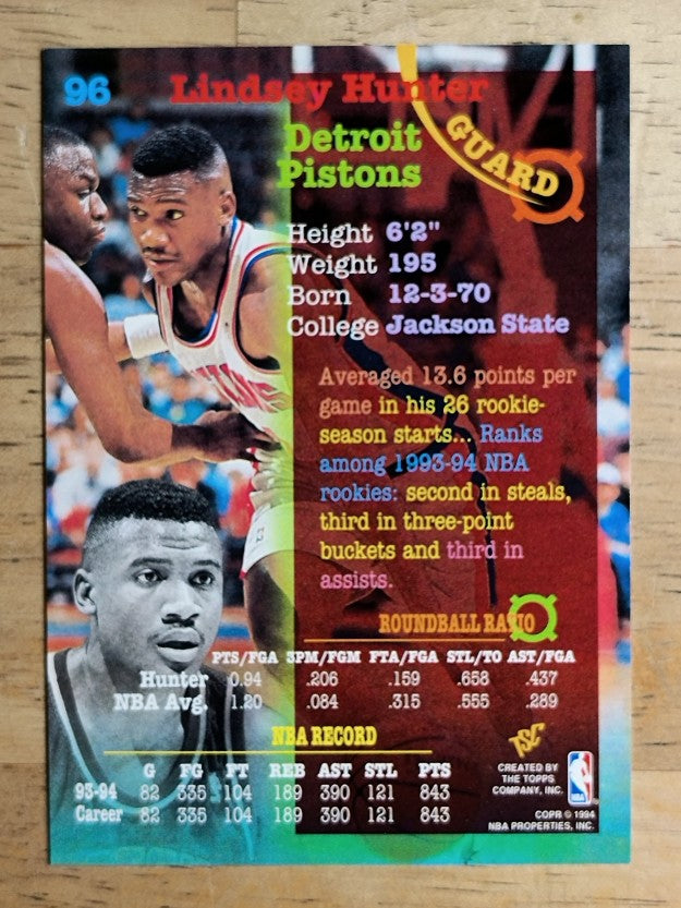 1994-95 Stadium Club #96 Lindsey Hunter