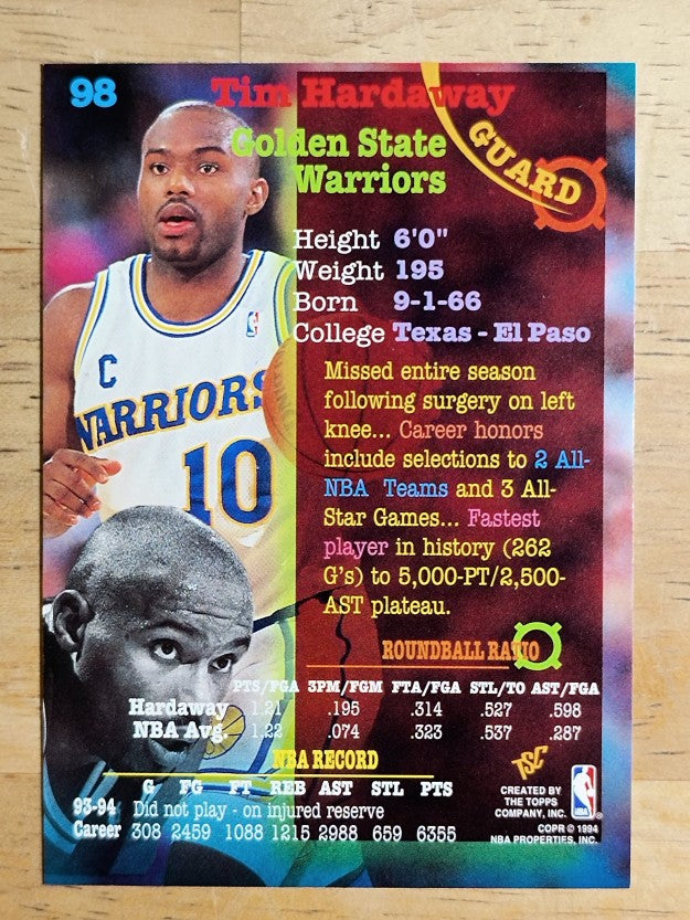 1994-95 Stadium Club #98 Tim Hardaway