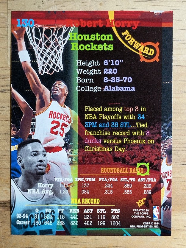 1994-95 Stadium Club #130 Robert Horry