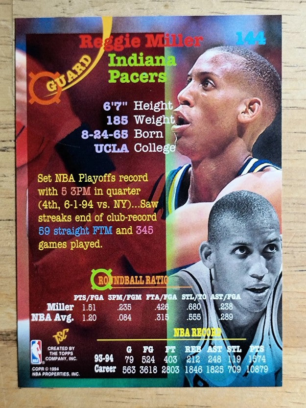 1994-95 Stadium Club #144 Reggie Miller