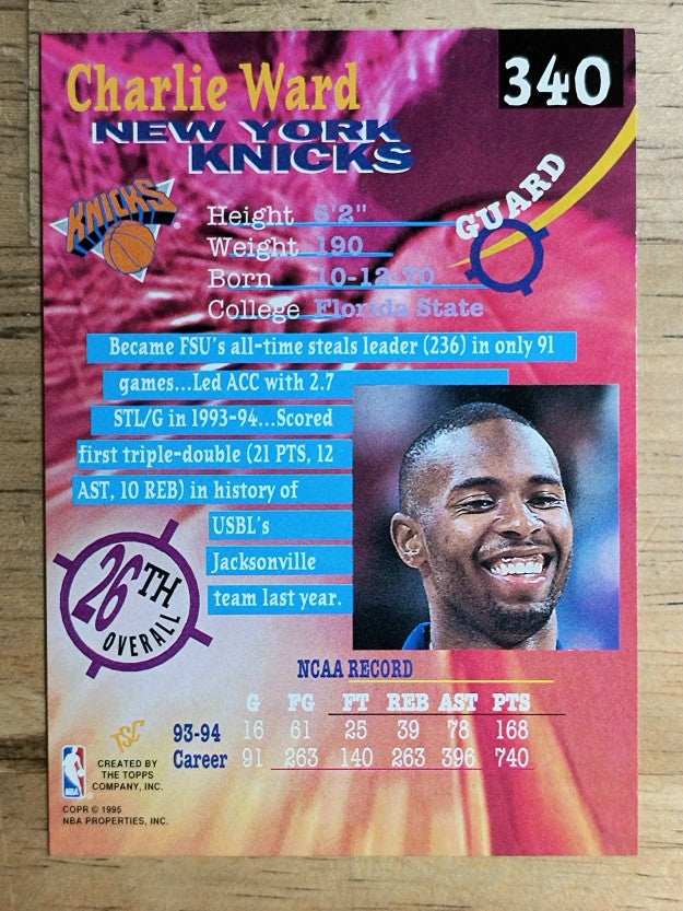 1994-95 Stadium Club #340 Charlie Ward RC