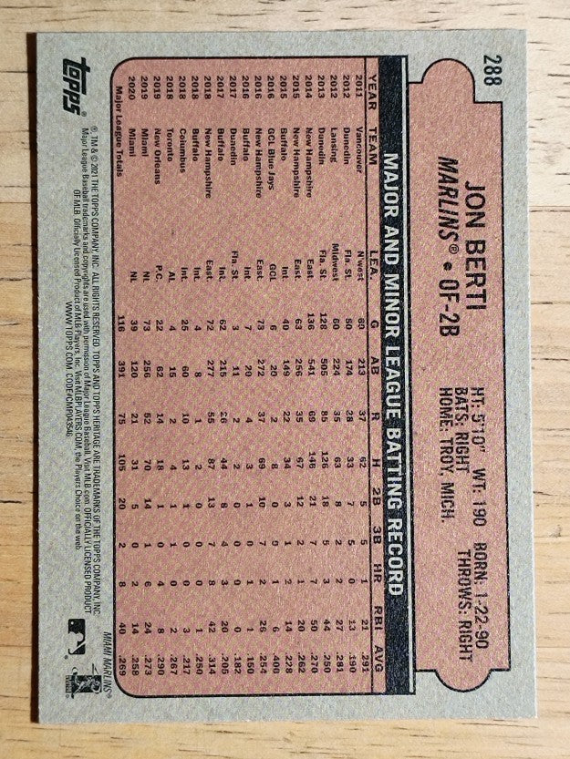 2021 Topps Heritage #288 Jon Berti