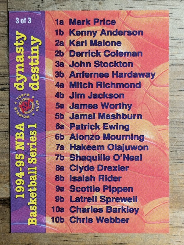 1994-95 Stadium Club Checklists #S13 Series One 3
