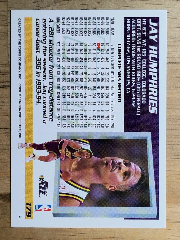 1994-95 Topps Spectralight #179 Jay Humphries