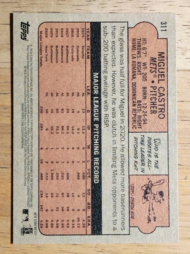 2021 Topps Heritage #311 Miguel Castro