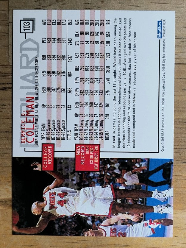 1995-96 Hoops #103 Derrick Coleman